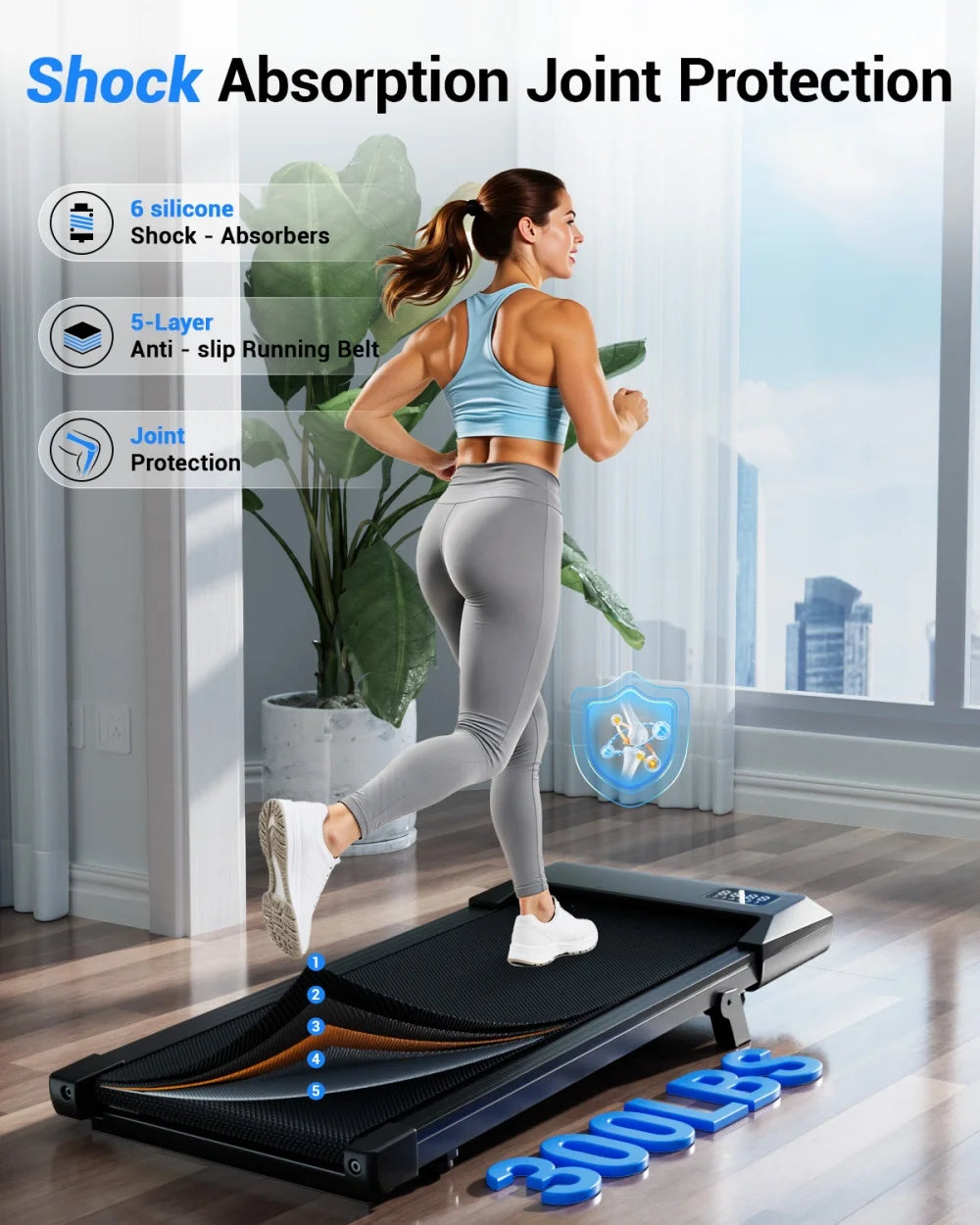 Treadmills 2.5 HP Quiet Walking Pad Under Desk Foldable 6% Slope Portable