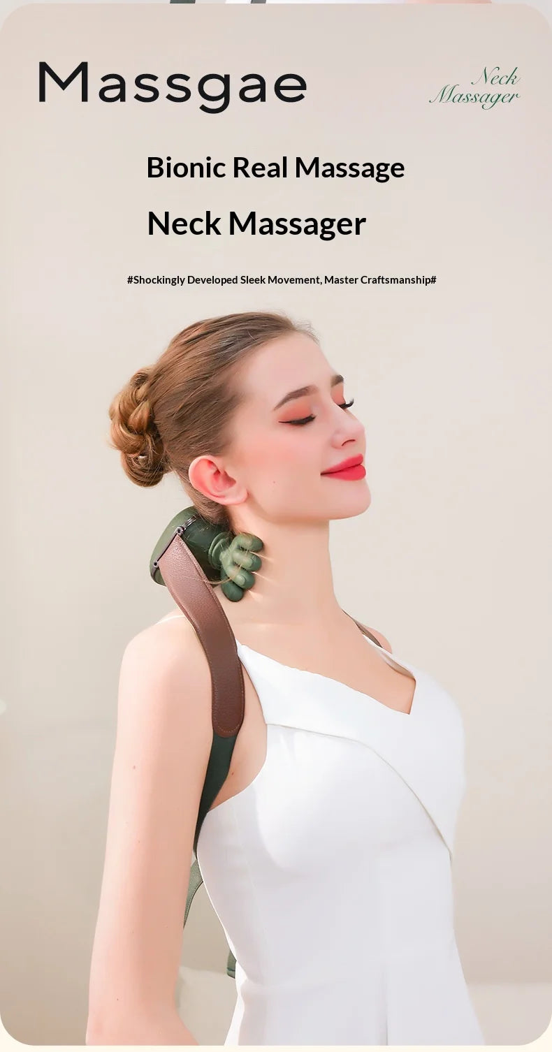 Finger Neck & Shoulder Massager with Heat Kneading for Relaxation