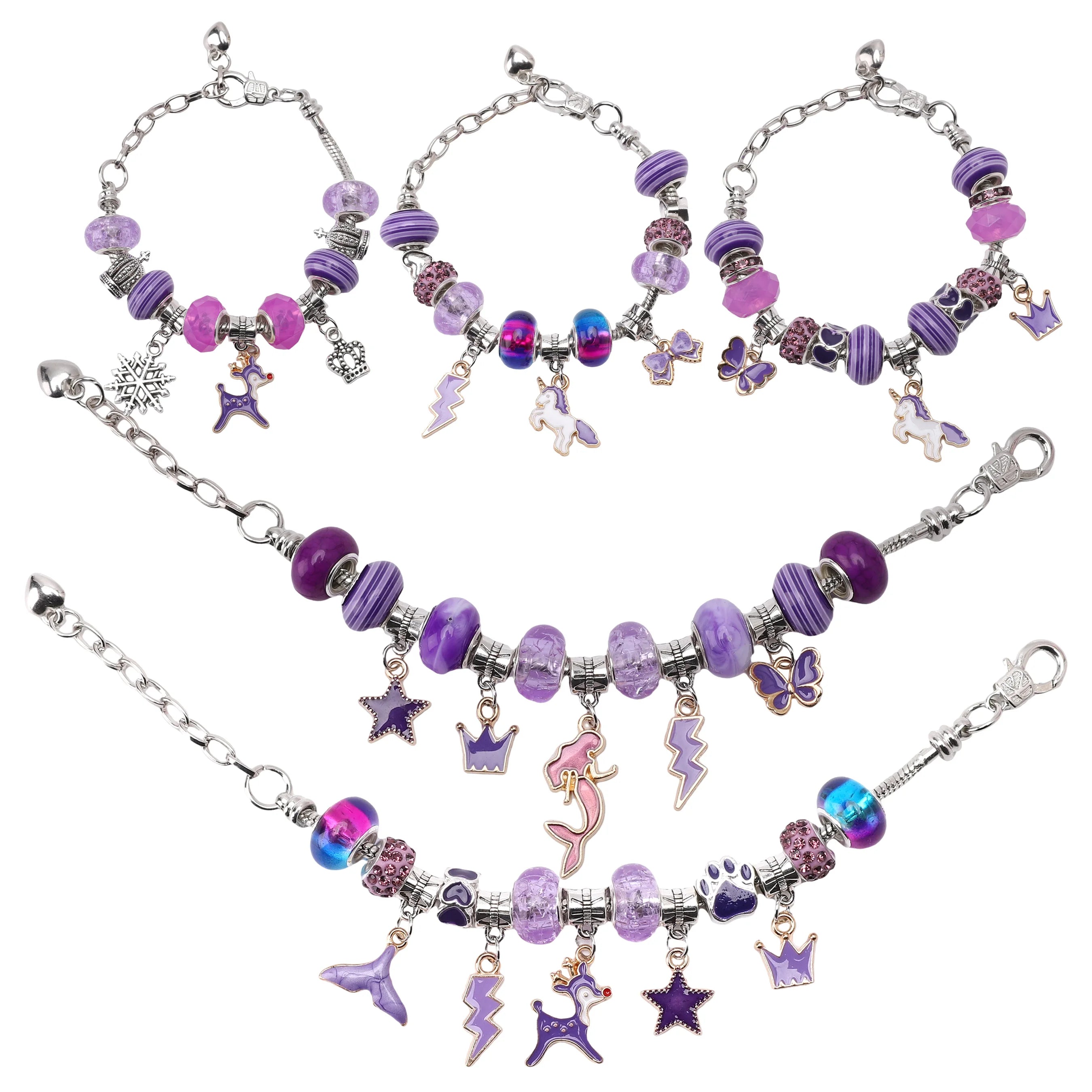DIY Bracelets Making Kit Girls Gift with Jewelry Box Gift Bag Charms Beads Set