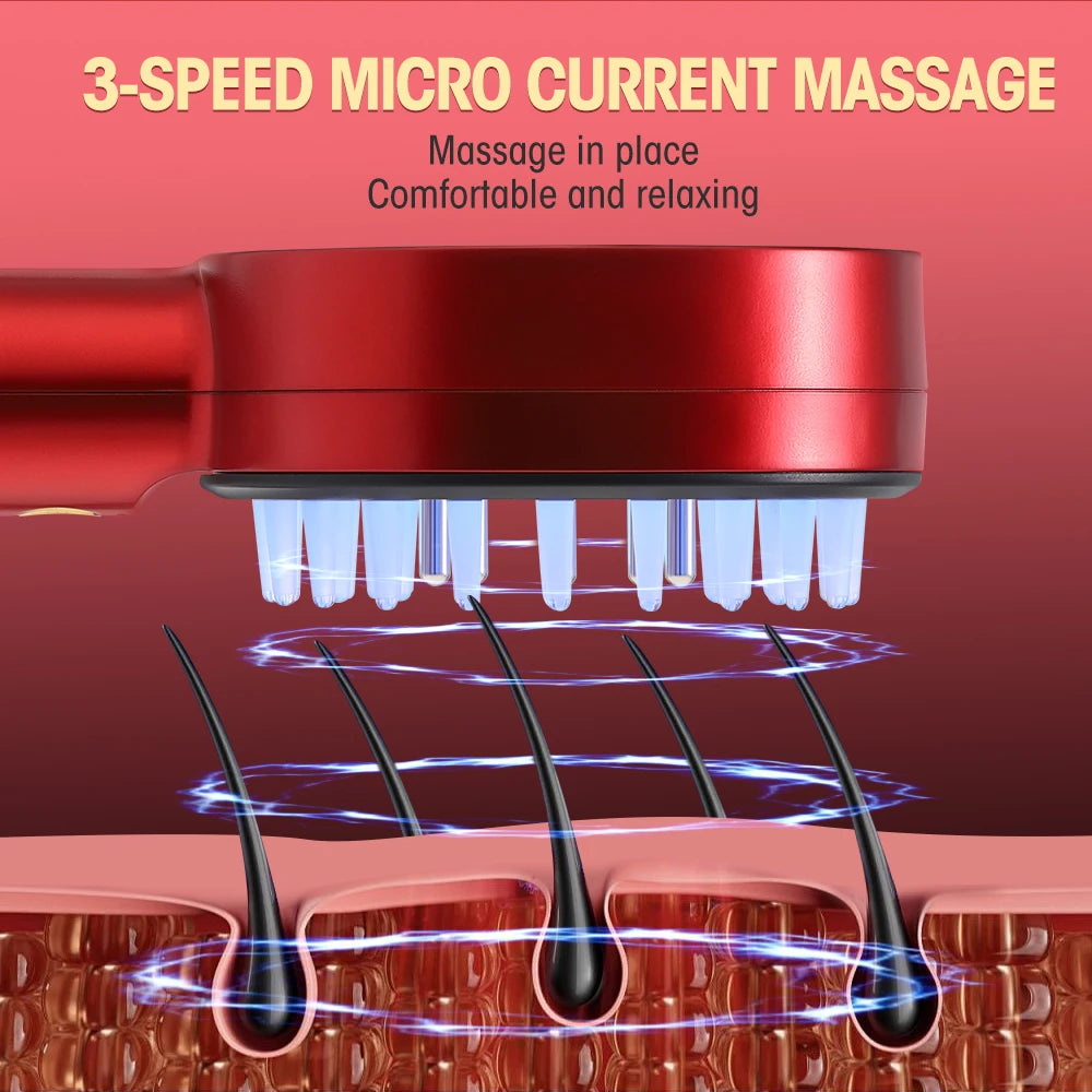 Deep Kneading Massage Comb, Red Light Therapy Scalp Massager