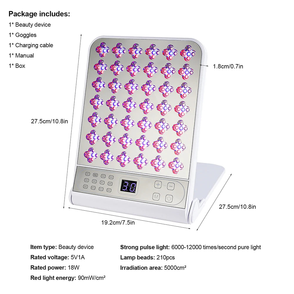Wireless Face Body 4 Colors LED Photon Beauty Board Red Light Skin Rejuvenation LED Beauty Device Back Care LED Mask SPA Salon