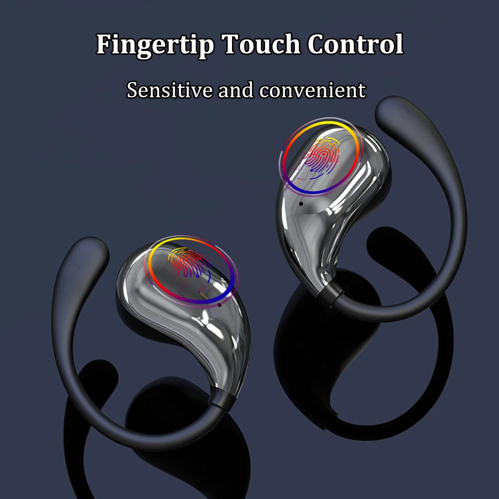Bluetooth 5.4 Wireless Ear Hook Earbuds with LED Display with Touch Control