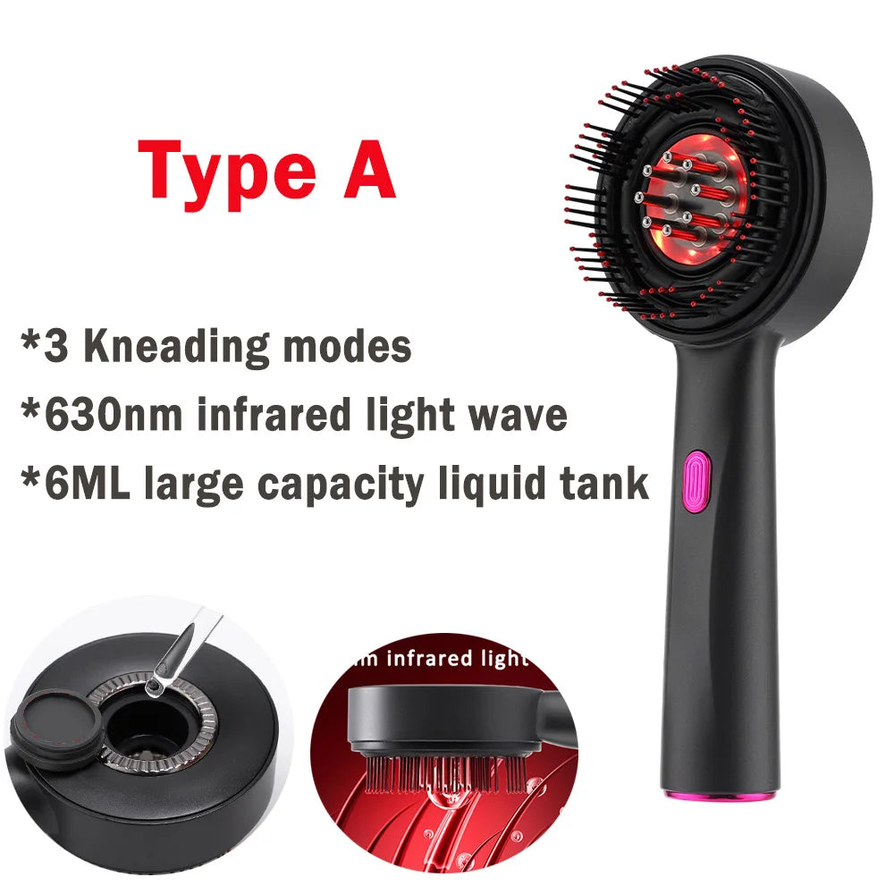 Deep Kneading Massage Comb, Red Light Therapy Scalp Massager