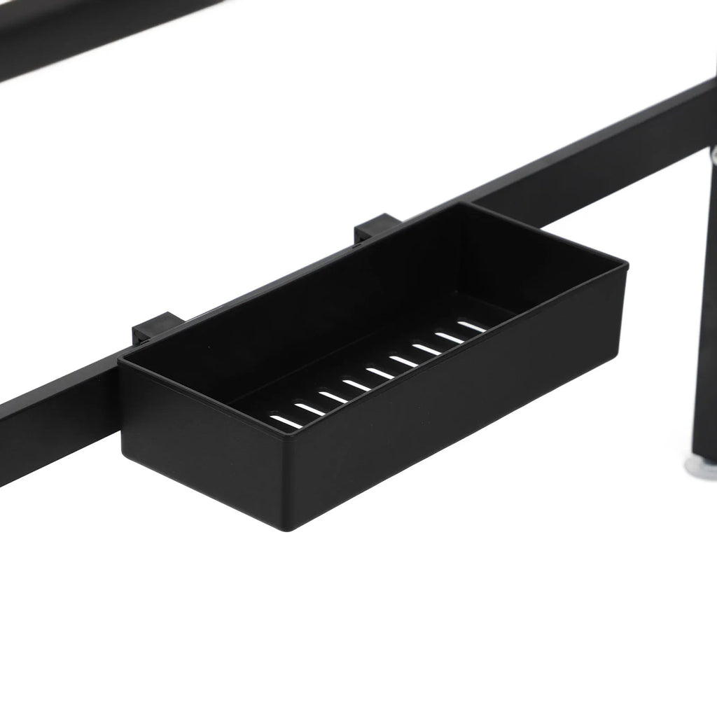 Kitchen Sink Rack Carbon Steel Space Saving 2 Tier Above Kitchen Sink Dish Drying Drainer Rack with Cover for Kitchen