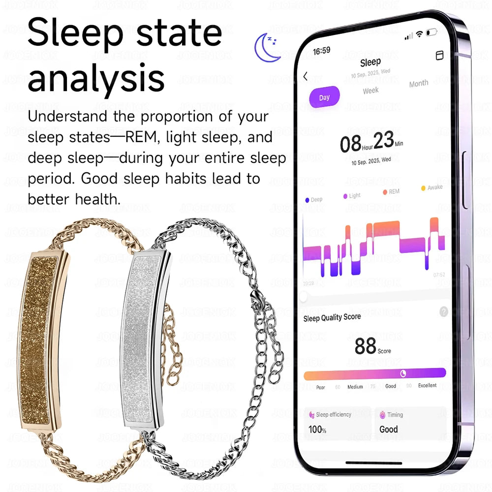 Smart Bracelet Women Heart Rate Monitor Pedometer HRV Test Blood Oxygen Waterproof