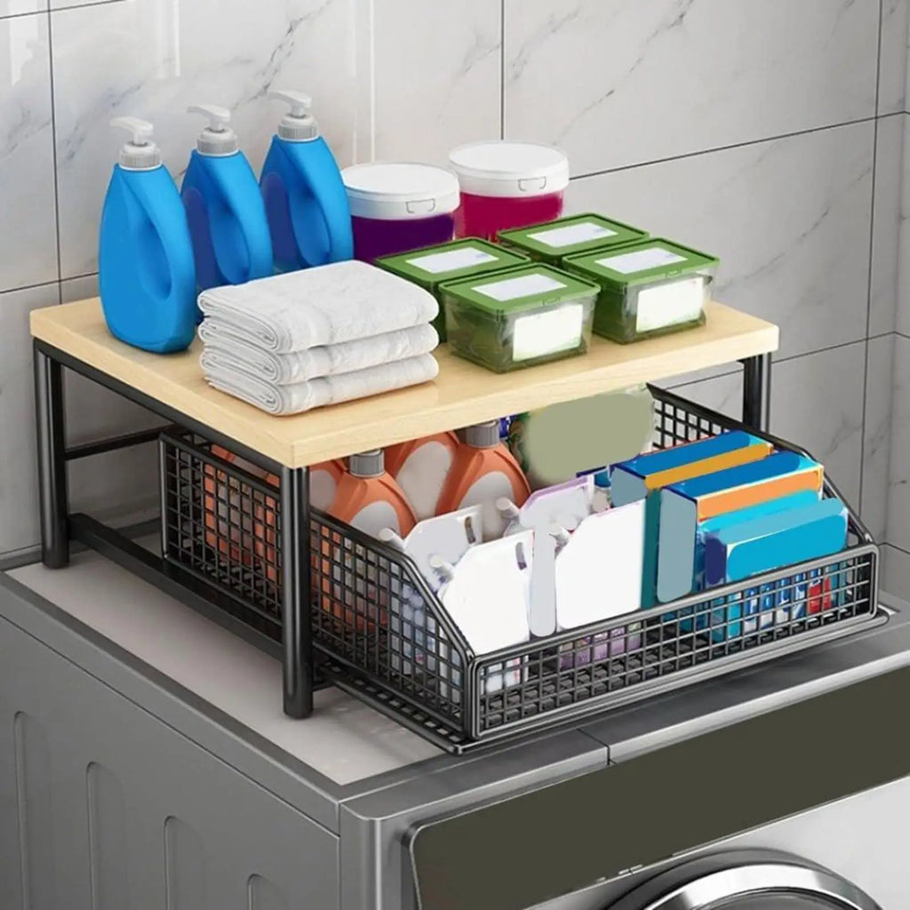 Kitchen Storage Rack Standing Shelf with Drawer for Fruits Vegetables Microwave Oven Pots Dishes Spices Organizer Home Apartment