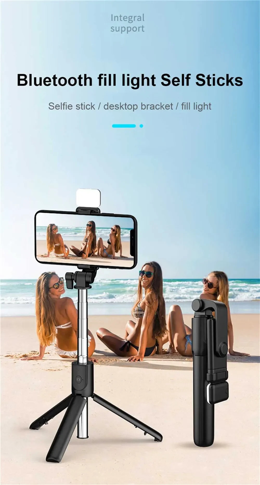 Cell Phone Selfie Stick Tripod Bluetooth Remote Wireless Selfi Stick Phone HolderStand