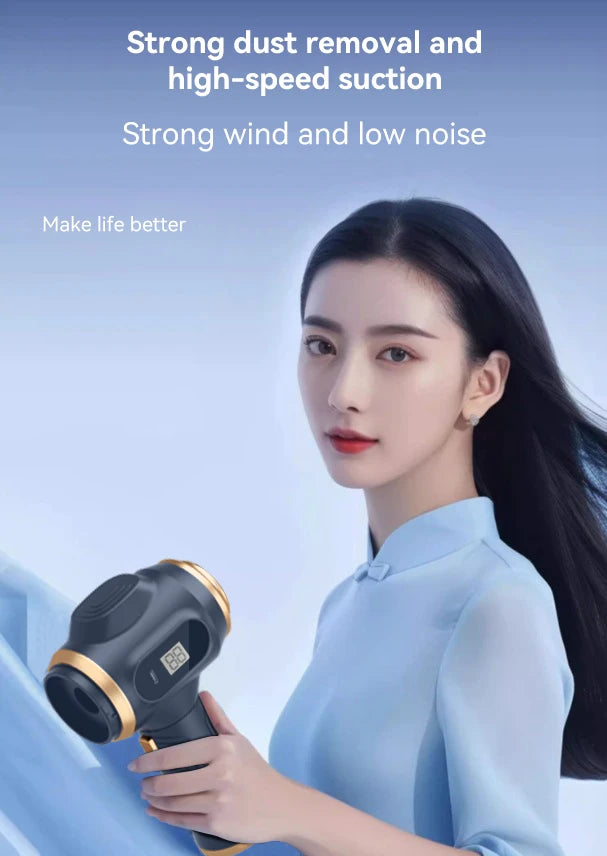 Powerful 2-in-1 Air Duster & Vacuum, Handheld Cordless Cleaner with Digital Display