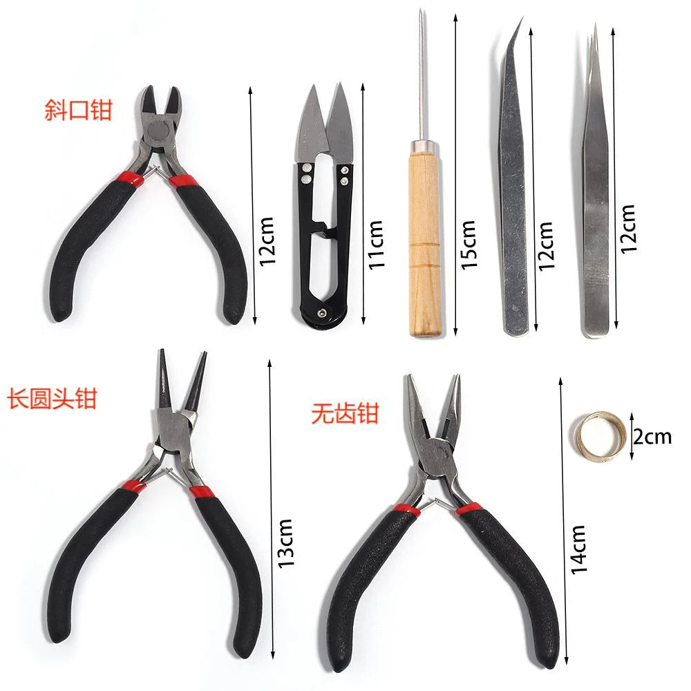 Jewelry Findings Set with Jewelry Pliers Tweezers Jump Ring Opener Awl