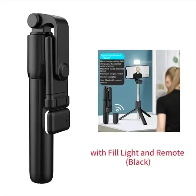 Cell Phone Selfie Stick Tripod Bluetooth Remote Wireless Selfi Stick Phone HolderStand with Beauty Fill Light for Phone