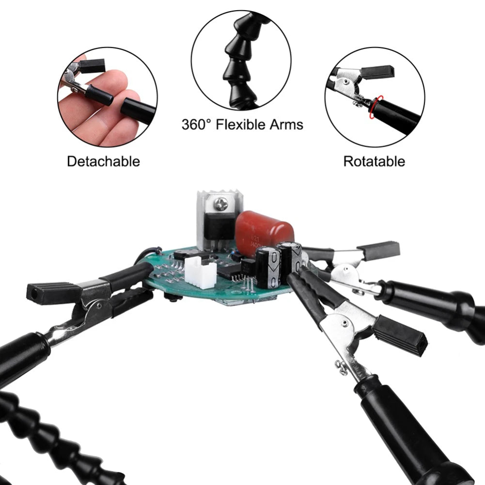 Soldering Iron Holder Flexible Arms Rotatable Clips Soldering Third Hand Tool Detachable