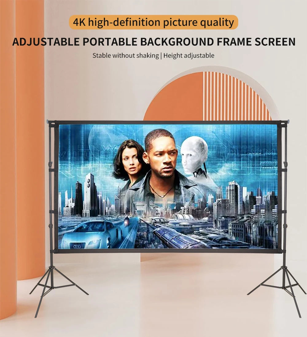 Portable Folding Movie Screen 150 Inch 4:3  HD Crease-resist Indoor Outdoor Projector
