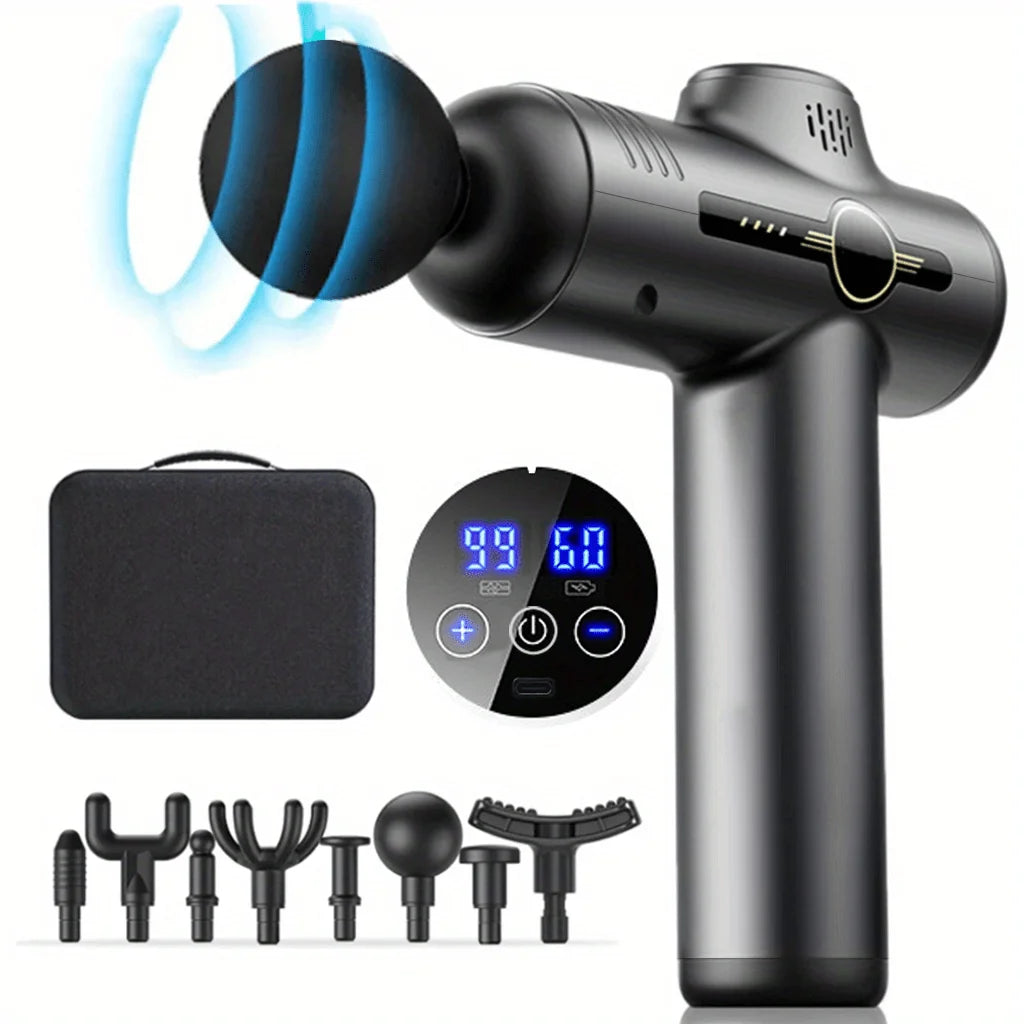 99-Speed Deep Tissue Percussion Massage Gun with Multiple Attachments for Muscle Recovery