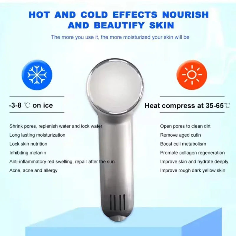 Portable Home Use Skin Care Hot and Cold Facial Hot Cold Handheld Hammer Ultrasound Therapy Face Beauty Skin Rejuvenation Device