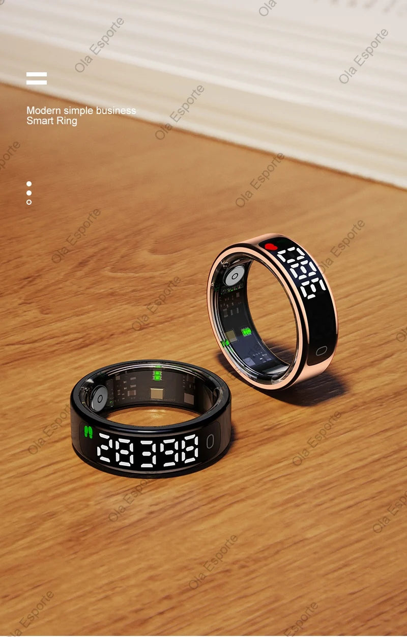 For Smart Ring Hd Screen Tiktok Control 5ATM Waterproof for  Smartring forGalaxy Women Men Ring HeartRate Monitor