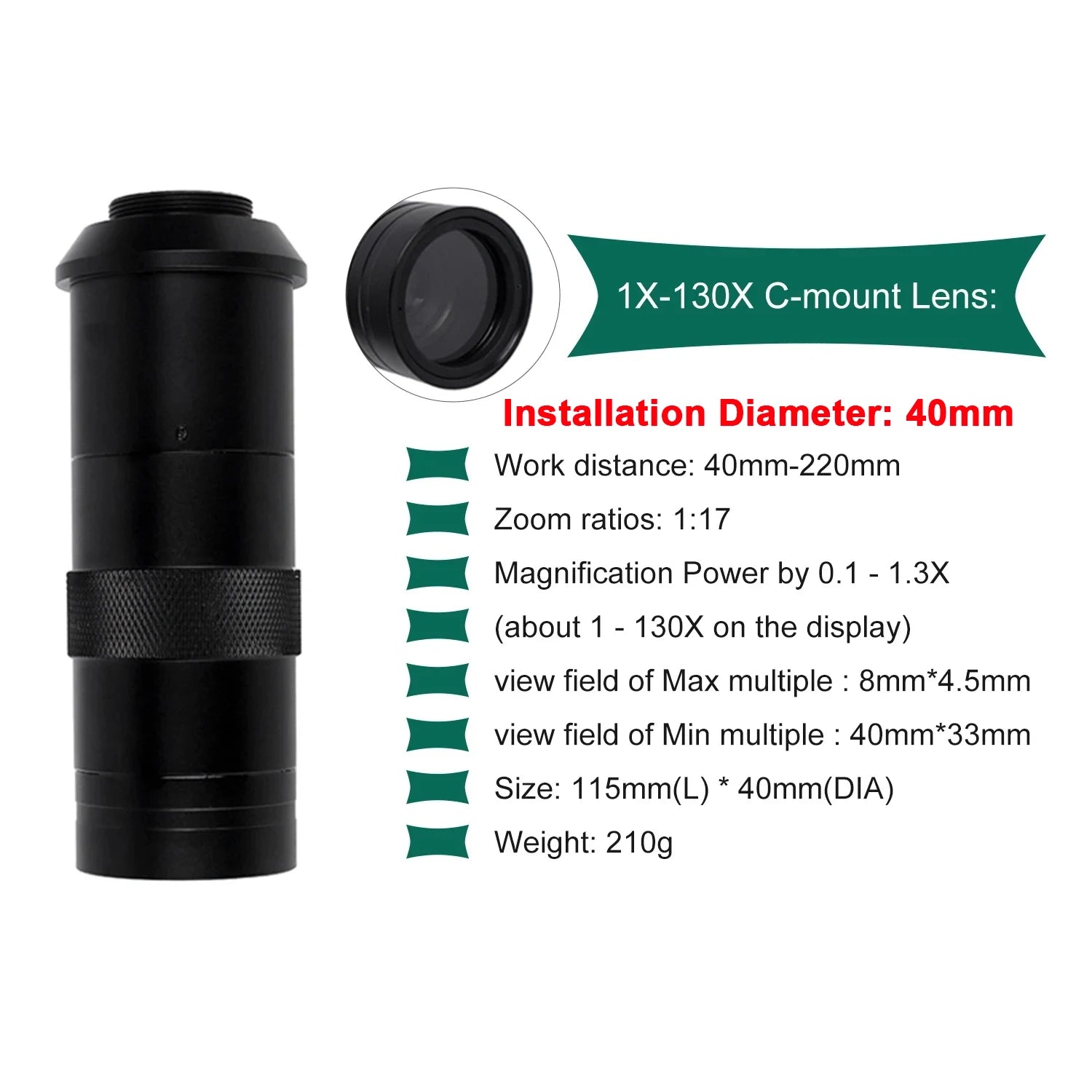 Digital Microscope for Electronics 4K 1080P HD Industrial Cameras 60MP 48MP 130X Lens C-mount