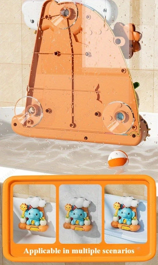 Interactive Elephant Water Wheel Bath Toy with Suction Cups
