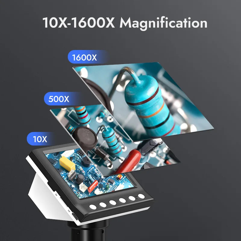 4.3” LCD Digital Microscope 1000X with HD Image Capture & Video Recording