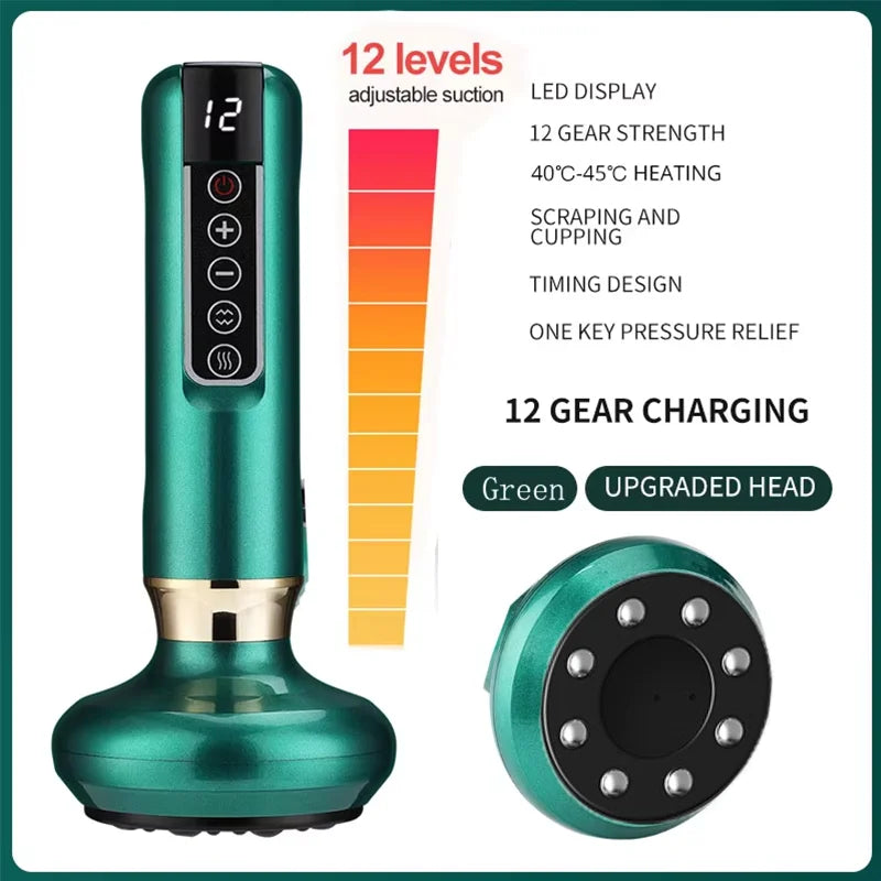 Portable Body Massager Electric GuaSha Anti Cellulite Vacuum Suction Cup Beauty Health Scraping Infrared Heat Slimming Massage