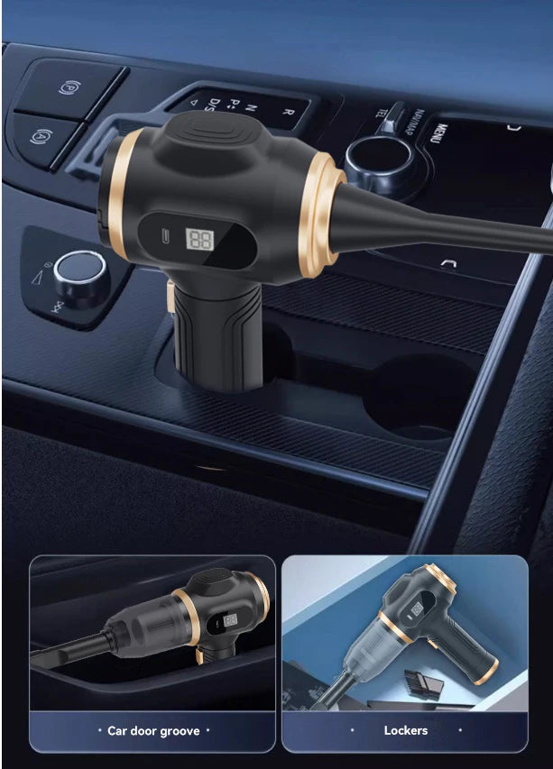 Powerful 2-in-1 Air Duster & Vacuum, Handheld Cordless Cleaner with Digital Display