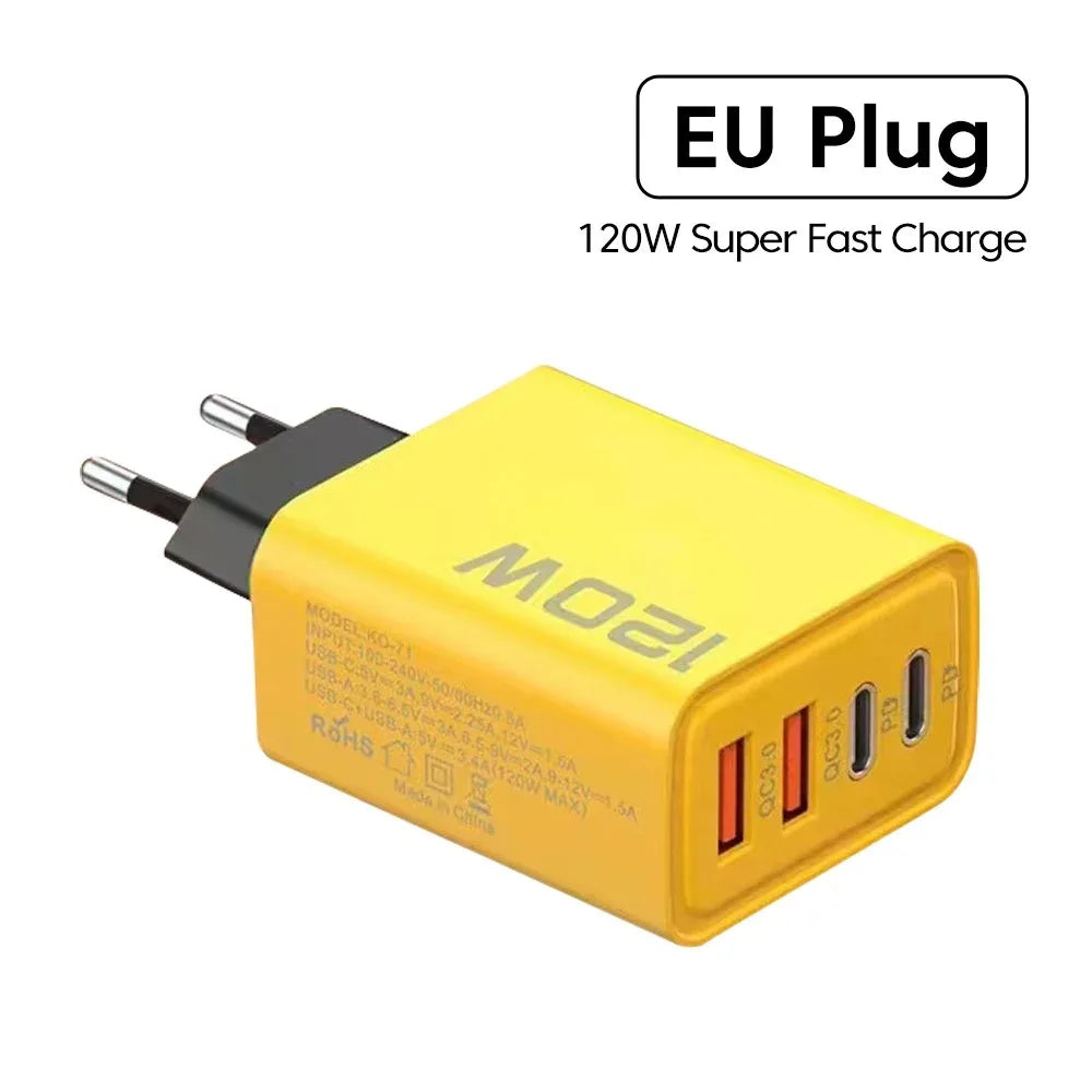 4-Port USB-C PD Fast Charger with Quick Charge 3.0, Multi-Device Wall