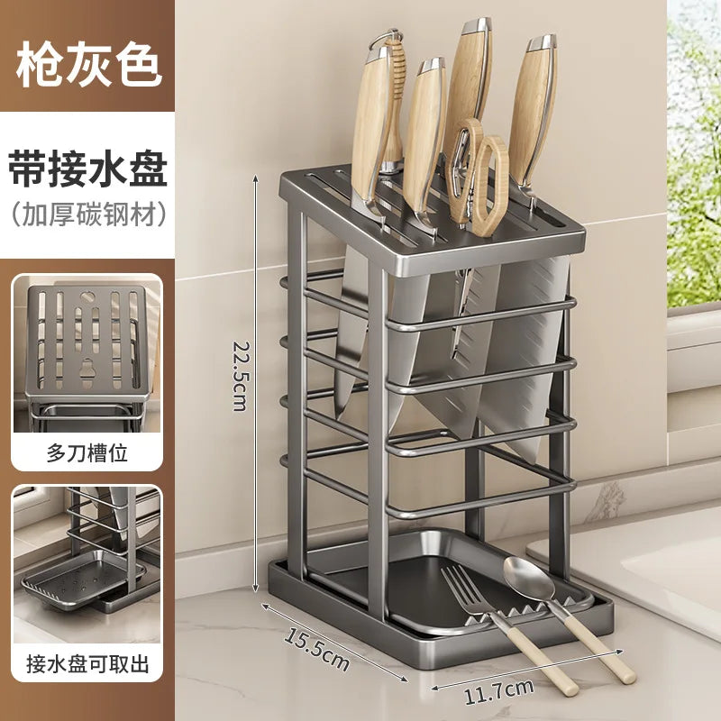 Kitchen Knife Storage Stand, Drainage Design Countertop Rack, Household Knife Block For Chef Knives