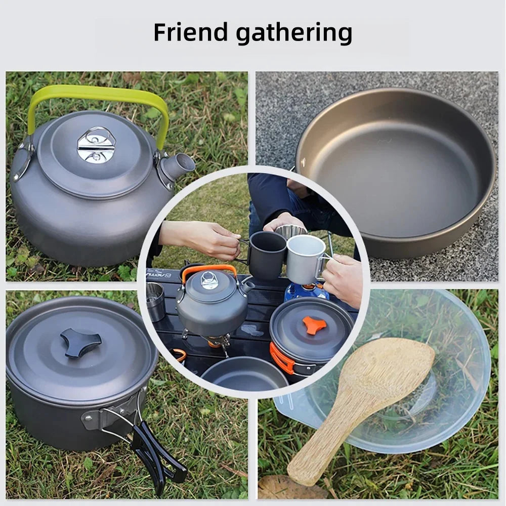 Portable Camping Cookware Set for 2-3 People – Lightweight Backpacking Cooking Kit with Folding Pots Sets