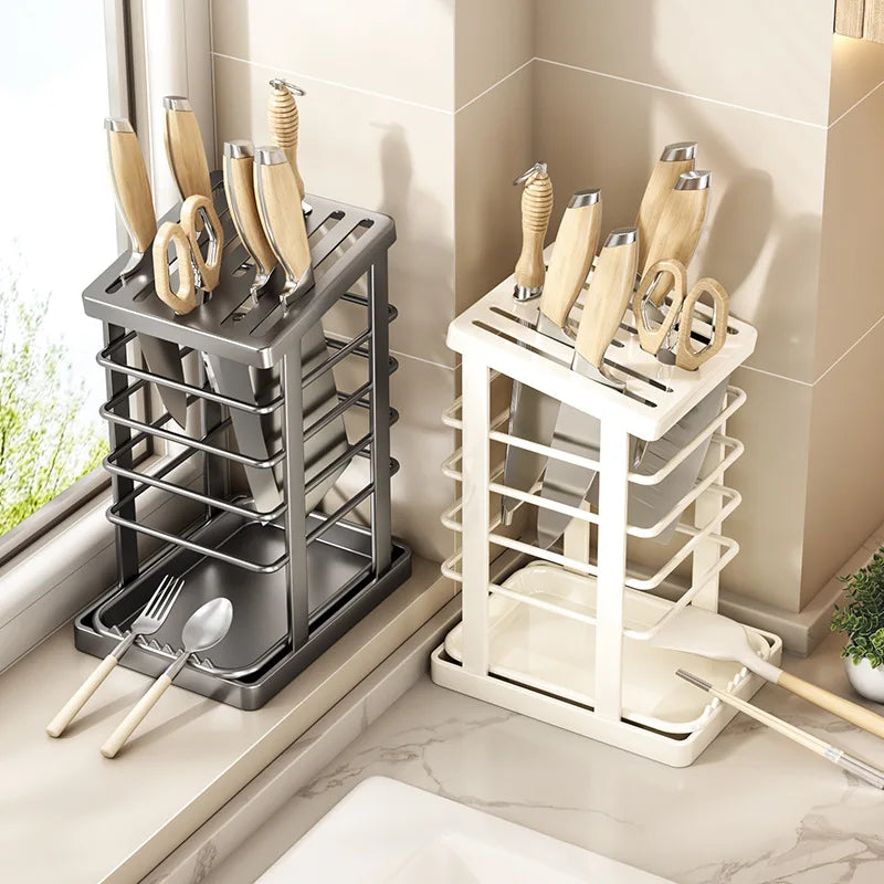Kitchen Knife Storage Stand, Drainage Design Countertop Rack, Household Knife Block For Chef Knives