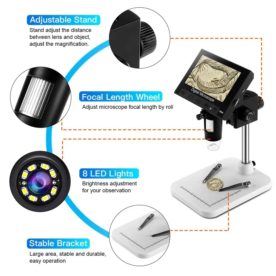 Digital Microscope  EDM4 4.3" LCD  for Electronic 1000x Coin Magnifier