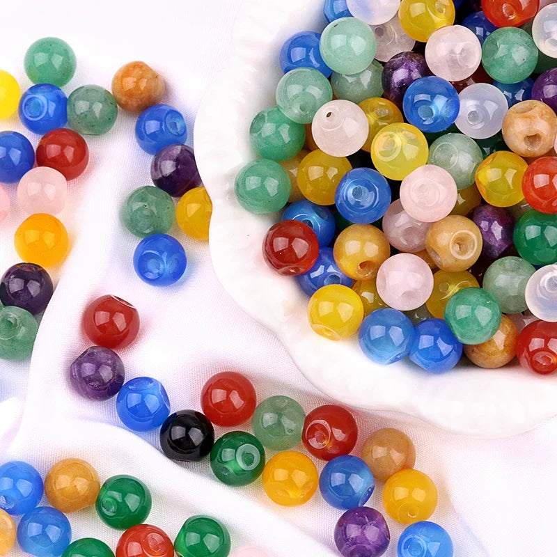 Natural Gemstone 10MM Button Round Beads Drilled 2.0mm Edge-hole  10 PCS