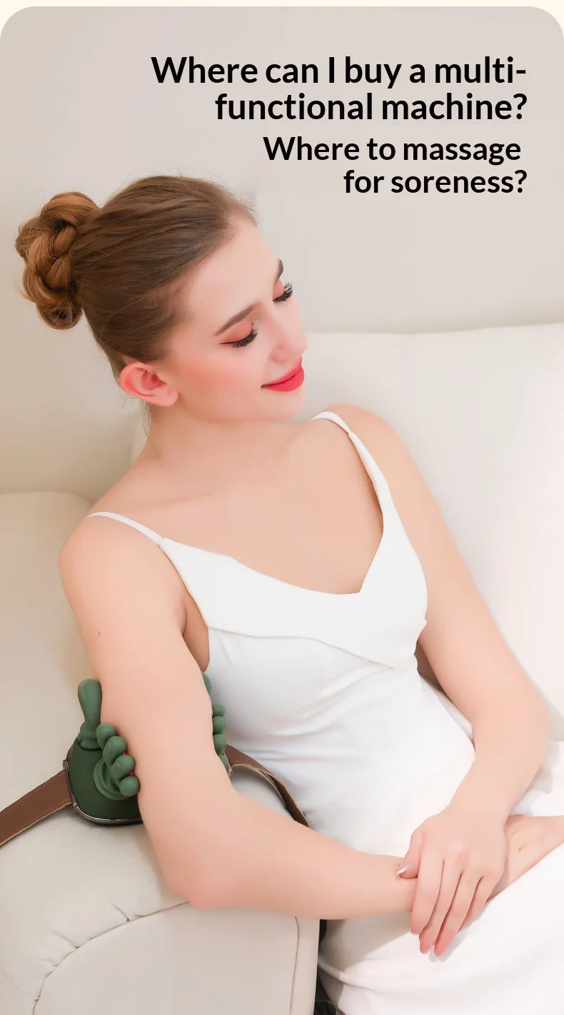 Finger Neck & Shoulder Massager with Heat Kneading for Relaxation