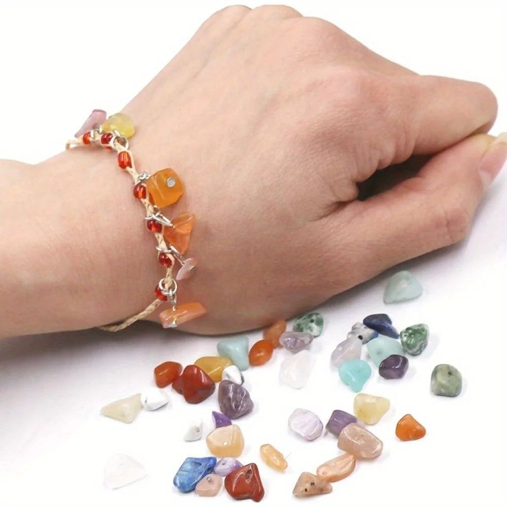 DIY bracelet/necklace jewelry making craft set-450 natural crushed stone irregular gemstone       healing crystals loose rock beads (5