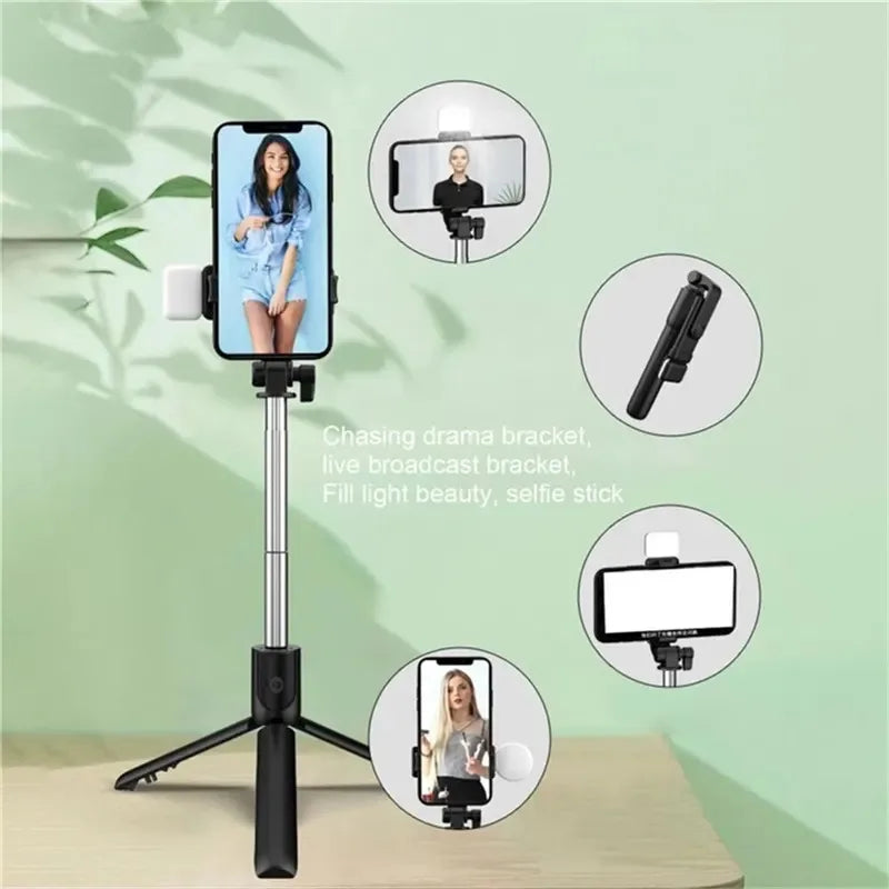 Cell Phone Selfie Stick Tripod Bluetooth Remote Wireless Selfi Stick Phone HolderStand