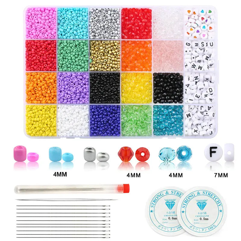 20000PCS 2mm Glass Seed Beads Jewelry Making Kit – Multicolor Tiny Beads Set