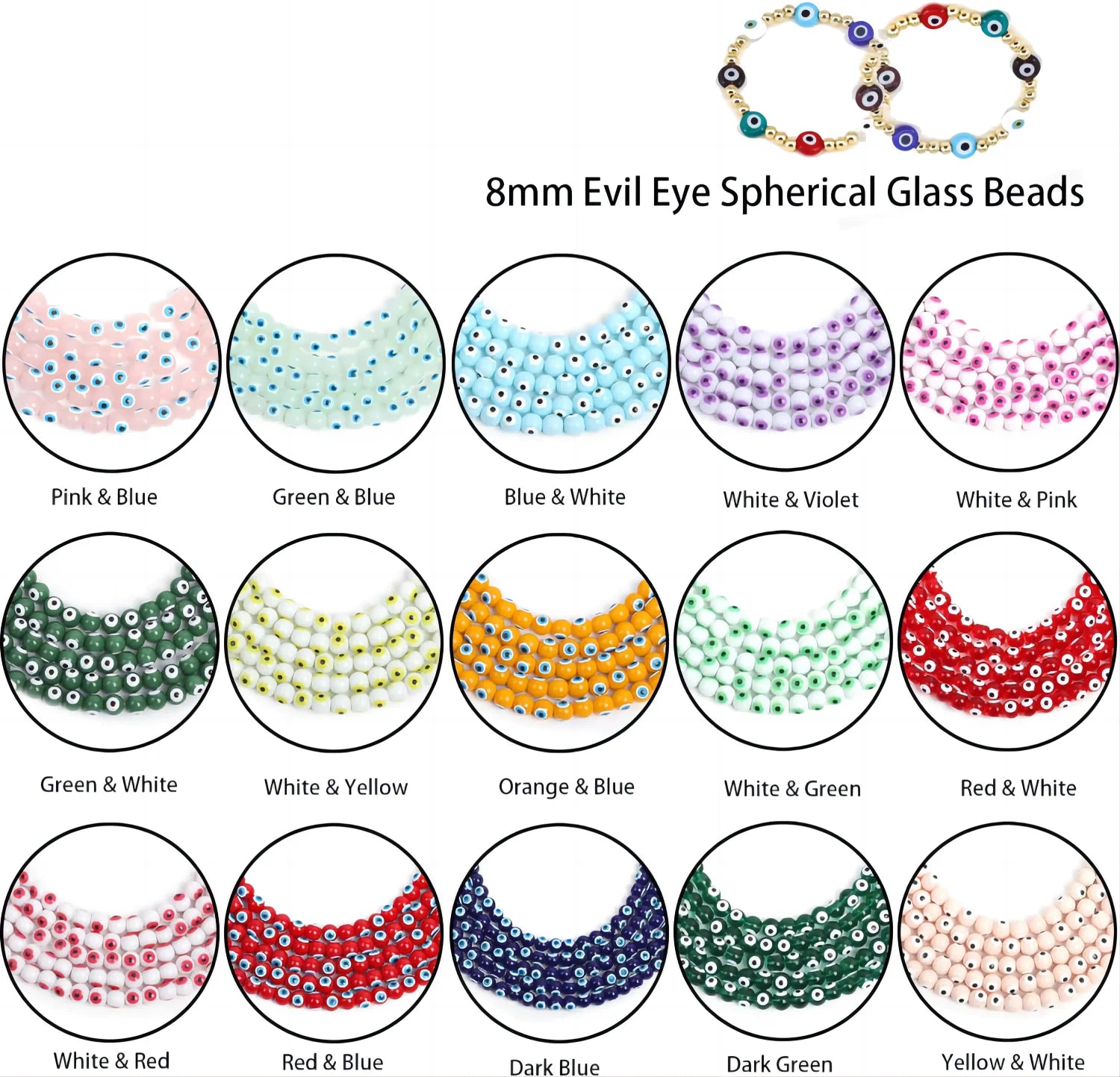 1200PCS 6mm Natural Gemstone Beads Kit – Assorted Round Stone Spacer Beads for Jewelry Making, DIY Bracelet, Necklace & Craft Supplies, Multi-Color Beading Set