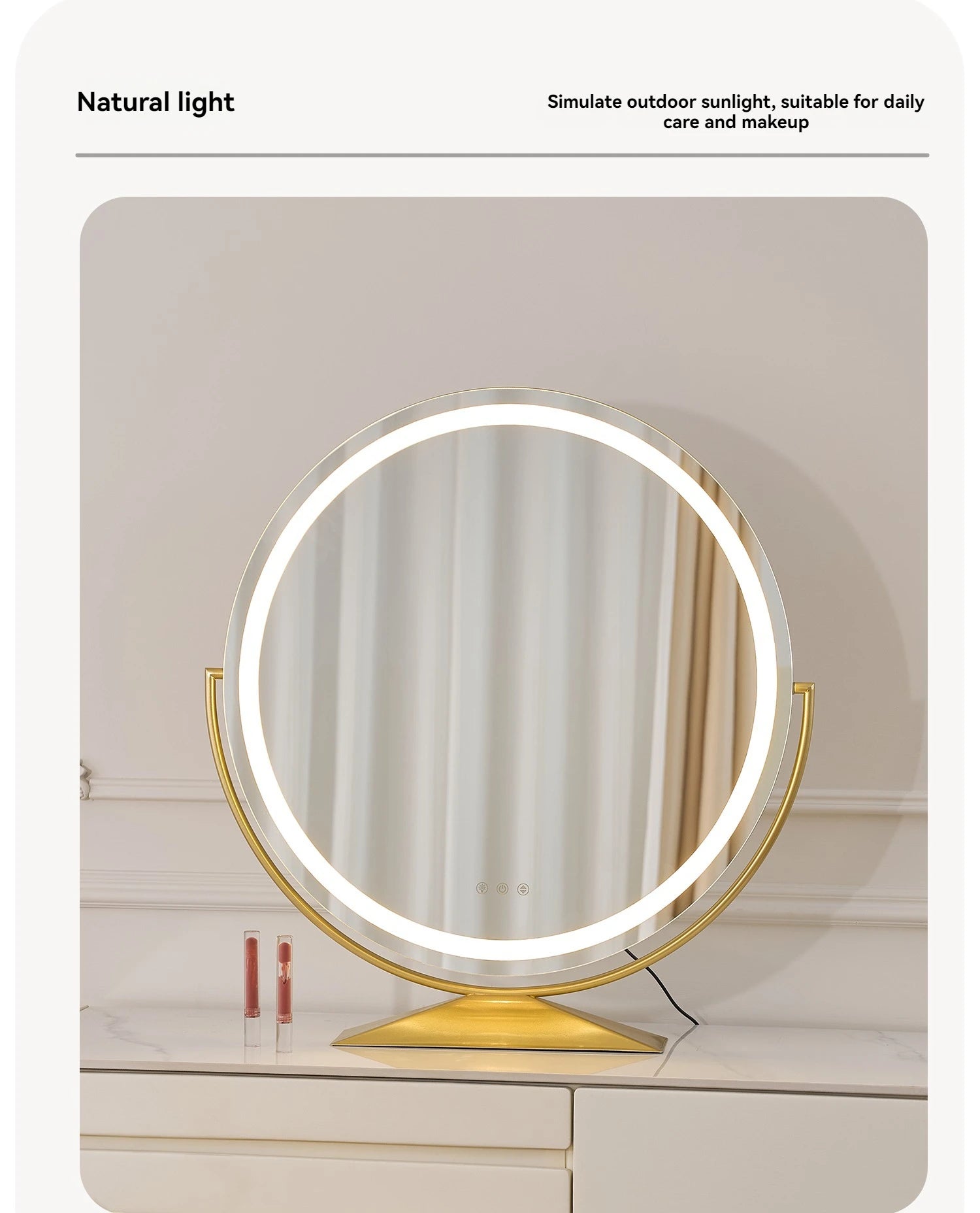 Smart LED Circle Makeup Mirror with Touch Control Lighting