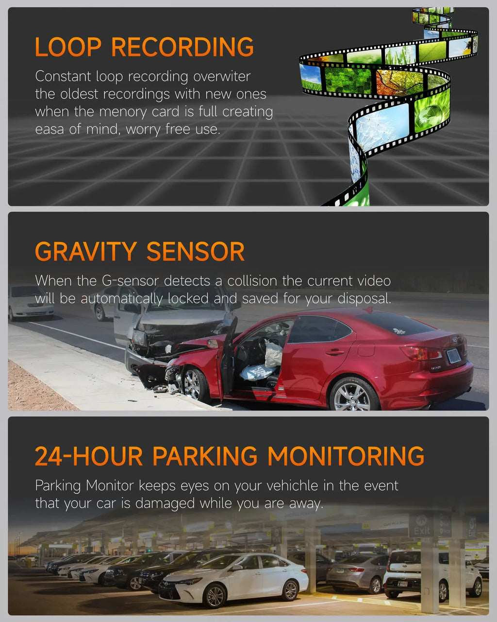 Dash Cam Front and Inside with WiFi 1080P Dual  – Car Camera with IR Night Vision,