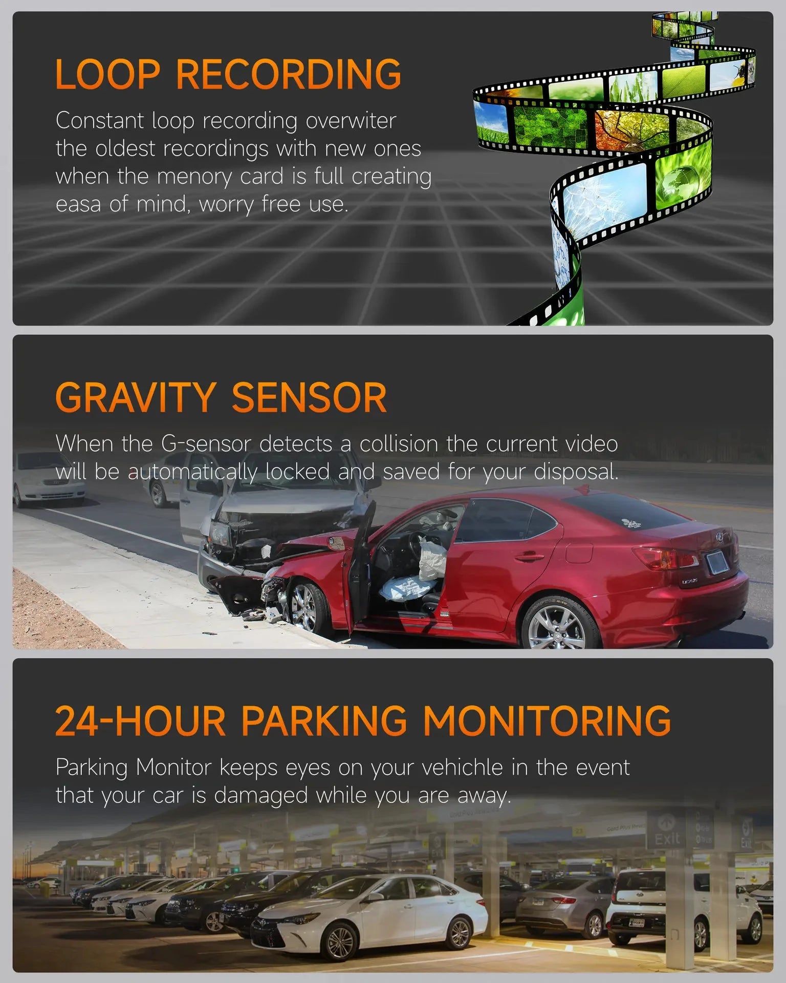 Dash Cam Front and Inside with WiFi 1080P Dual  – Car Camera with IR Night Vision,