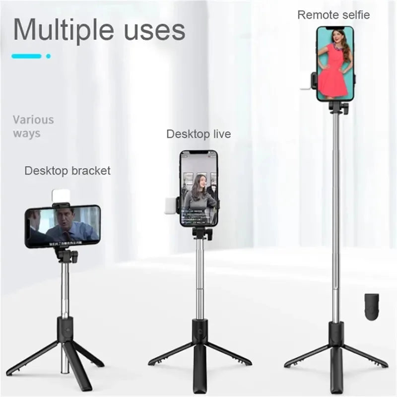 Cell Phone Selfie Stick Tripod Bluetooth Remote Wireless Selfi Stick Phone HolderStand