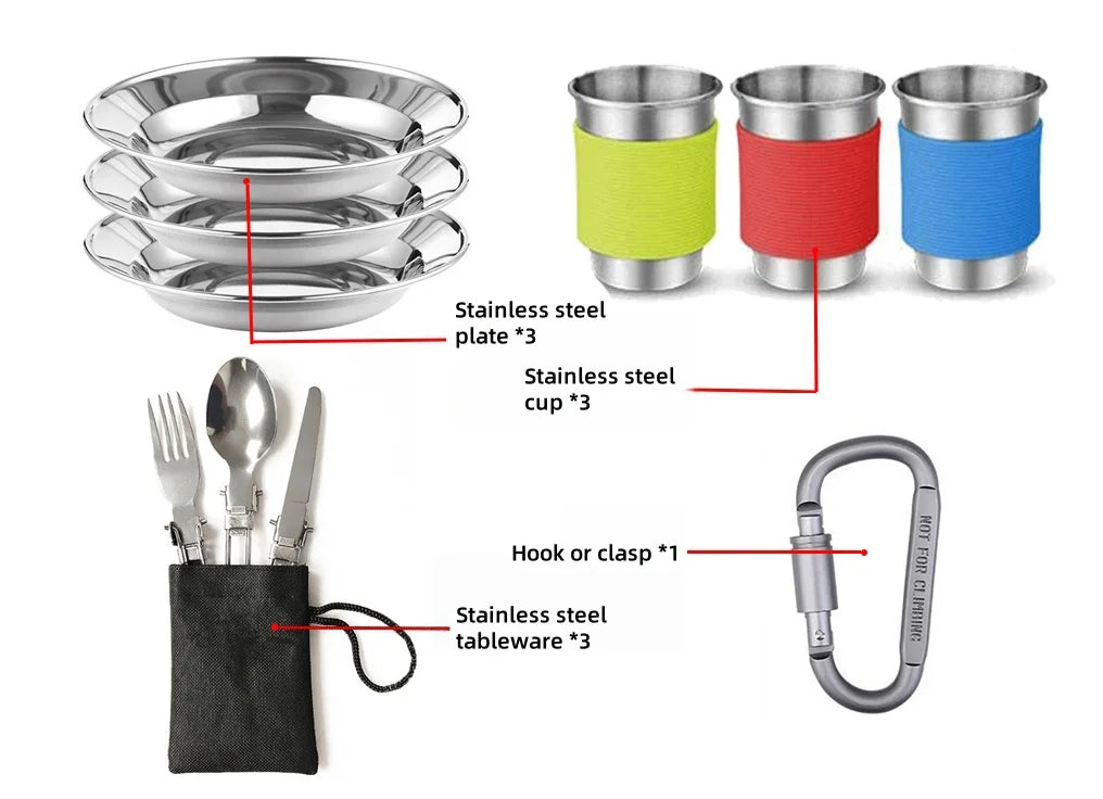 Portable Camping Cookware Set for 2-3 People – Lightweight Backpacking Cooking Kit with Folding Pots Sets
