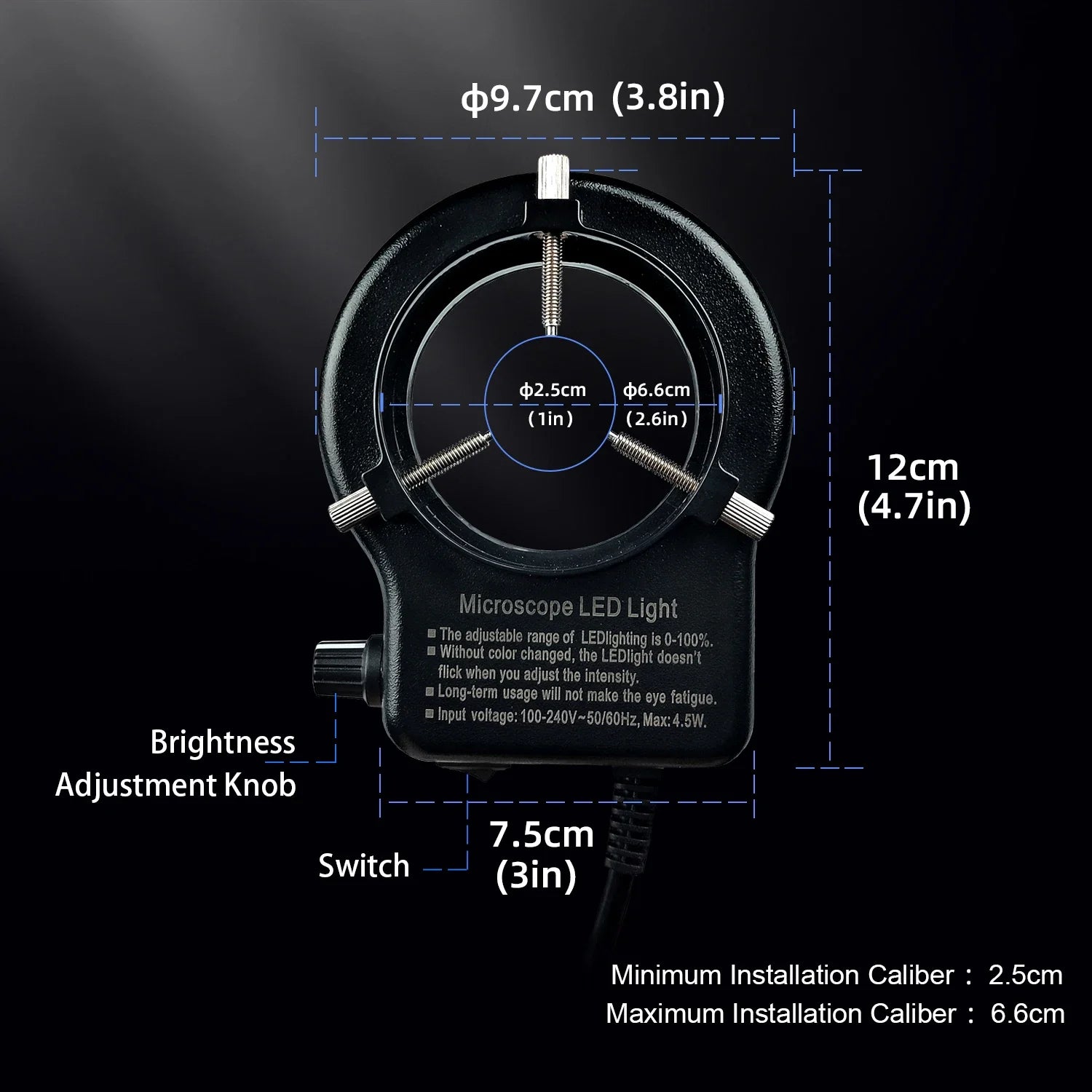 Microscope With 360° Adjustable Arm, 4K 48MP HDMI TYPE-C  0-150X Magnification