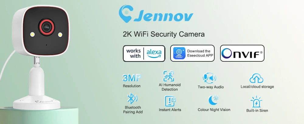 Outdoor/Indoor Security Cameras 2K HD Wireless WiFi Color Night Vision IP66 Waterproof