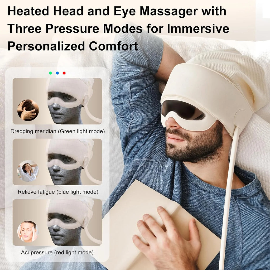 Head Massager for Headaches, Eye Massager with Heat, Rechargeable