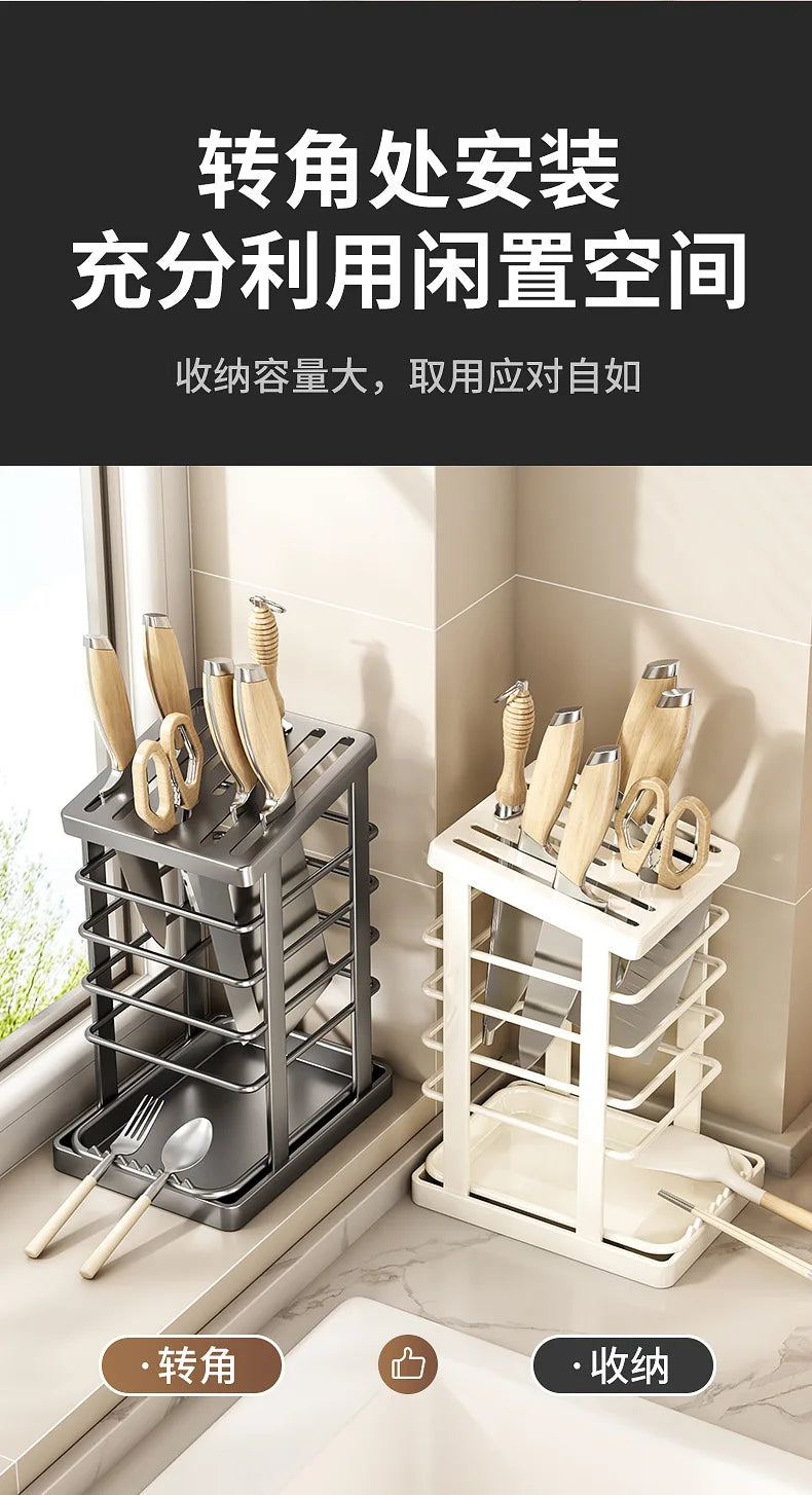 Kitchen Knife Storage Stand, Drainage Design Countertop Rack, Household Knife Block For Chef Knives