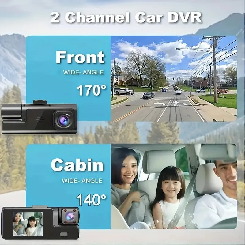Triple Lens 1080P WiFi Dash Cam with Front, Rear & Cabin Recording, Night Vision