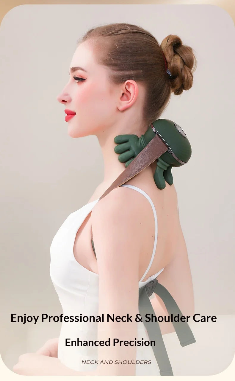 Finger Neck & Shoulder Massager with Heat Kneading for Relaxation