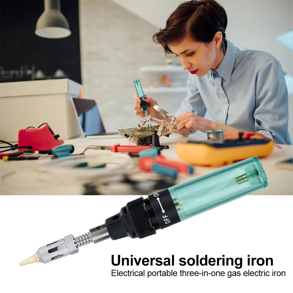 Cordless Butane Soldering Iron Kit Adjustable Flame MT-100 14 in 1