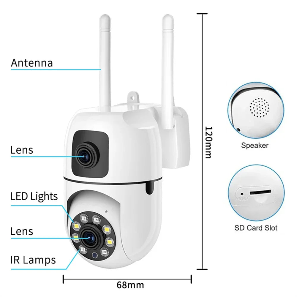 Security Camera 8MP Dual-Lens WiFi Outdoor with AI Human Tracking, Color Night Vision