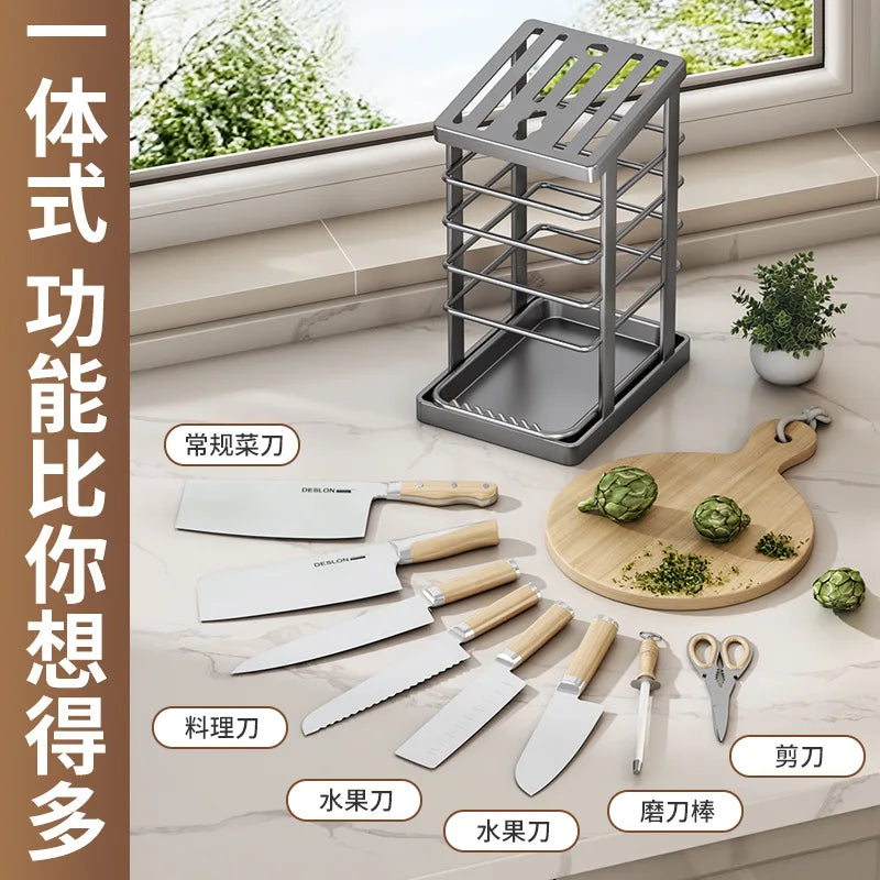 Kitchen Knife Storage Stand, Drainage Design Countertop Rack, Household Knife Block For Chef Knives