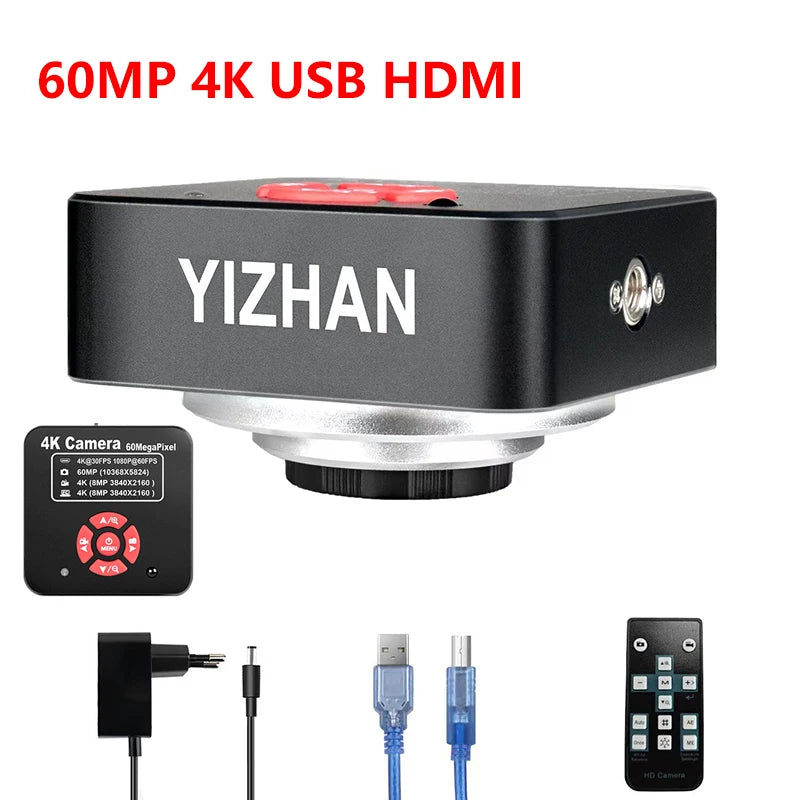 Microscope With 360° Adjustable Arm, 4K 48MP HDMI TYPE-C  0-150X Magnification